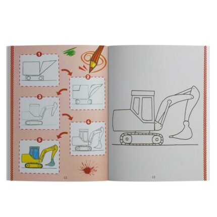 دفتر تلوين وتعليم الرسم للأطفال بأشكال المركبات- Coloring Books For Kids Vehicle