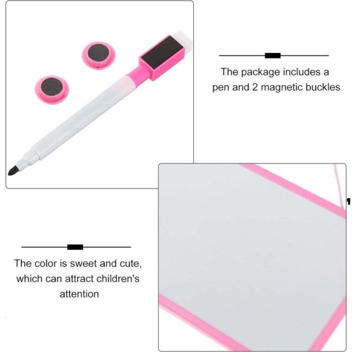 ⁦لوح منغاطيسي مع قلم صغير قابل للمحو حجم 20×30 سم لون زهري⁩ - الصورة ⁦5⁩