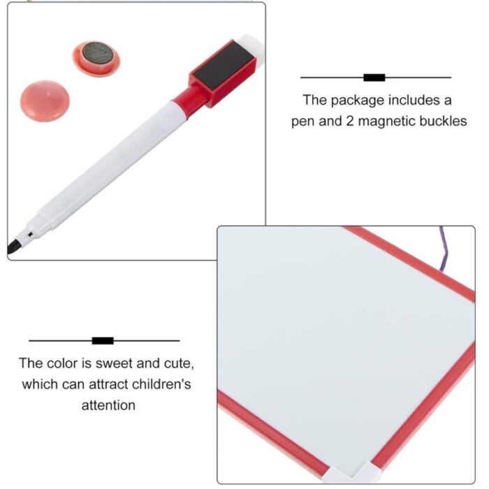 ⁦لوح منغاطيسي مع قلم صغير قابل للمحو حجم 20×30 سم لون أحمر⁩ - الصورة ⁦3⁩