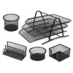 ⁦طقم مكتب شبك عدد 5 قطع لون أسود-Metal Mesh Office Set – 5 Pcs⁩ - الصورة ⁦2⁩