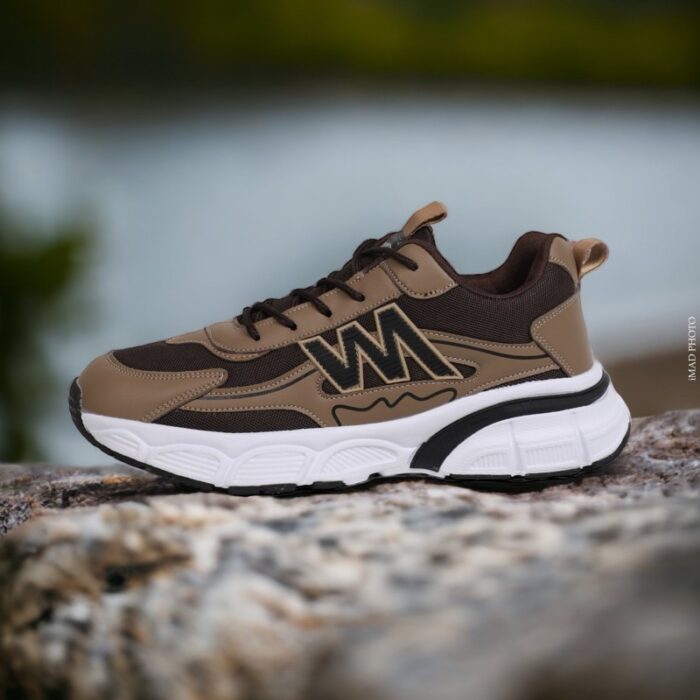 ⁦Rock Star Men's Model 102 Shoes - حذاء روك ستار موديل 102 للرجال لون بني ونعل أبيض⁩ - الصورة ⁦2⁩