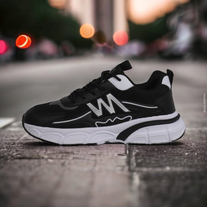 10325826_67db84801bc7d Rock Star Men's Model 102 Shoes - حذاء روك ستار موديل 102 للرجال لون أسود ونعل أبيض - الصورة 1