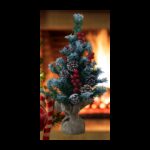 شجرة كريسمس مزينة مع قاعدة خشب