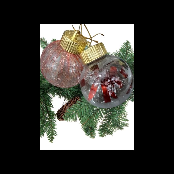 ⁦طقم 6 طابات كريسمس شفاف مع زينة⁩ - الصورة ⁦2⁩