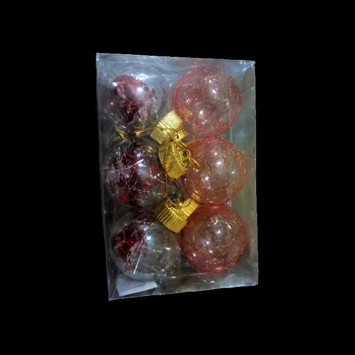 ⁦طقم 6 طابات كريسمس شفاف مع زينة⁩ - الصورة ⁦3⁩