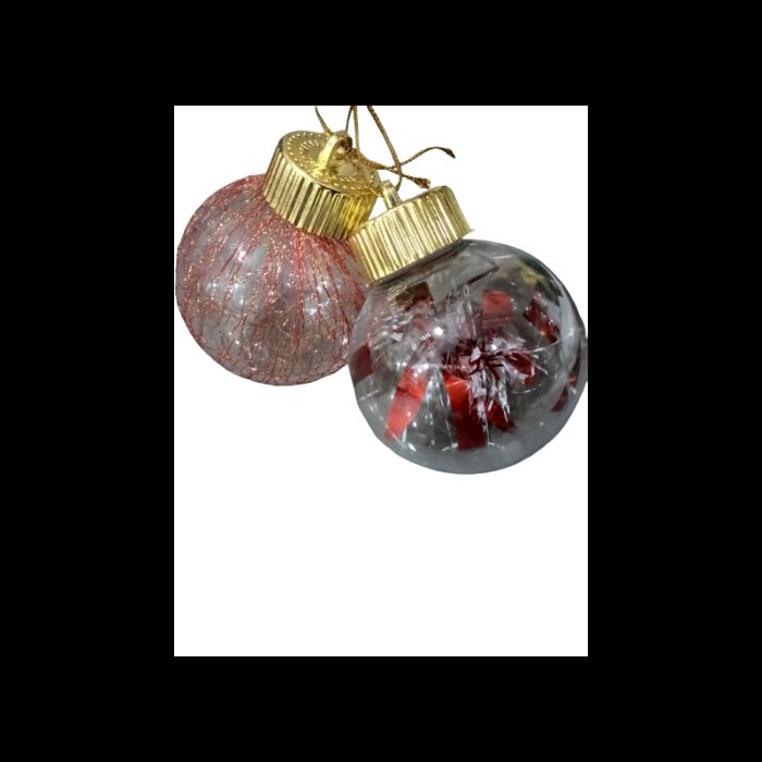 ⁦طقم 6 طابات كريسمس شفاف مع زينة⁩ - الصورة ⁦4⁩