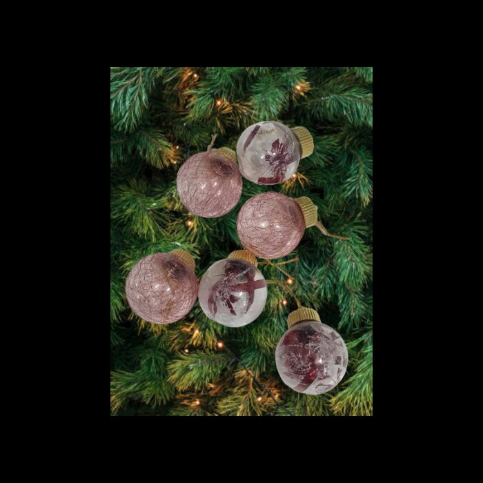 ⁦طقم 6 طابات كريسمس شفاف مع زينة⁩ - الصورة ⁦5⁩