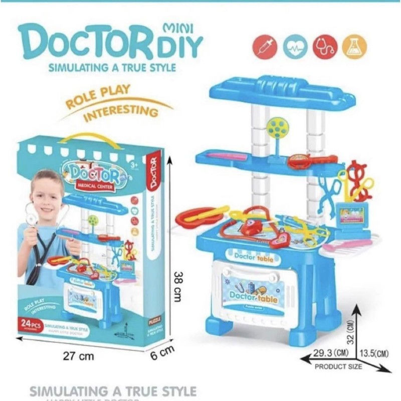 ⁦لعبة مجموعة أدوات الطبيب للأطفال (21) قطعة لون أزرق⁩ - الصورة ⁦1⁩