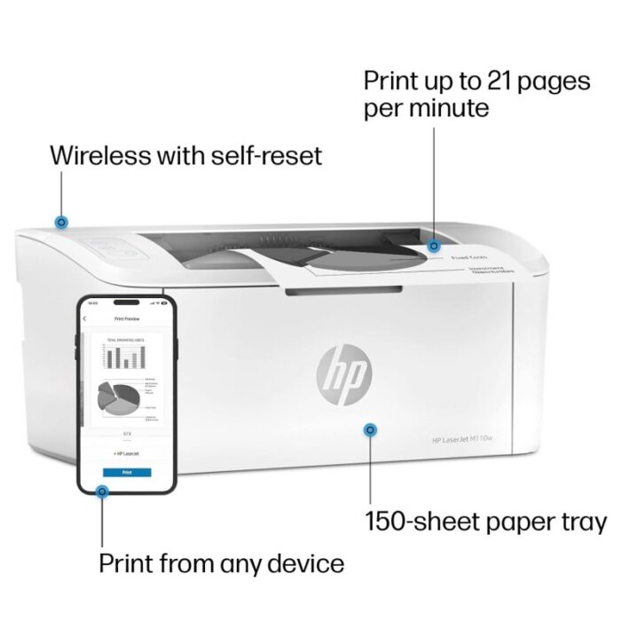 ⁦طابعة ليزر لاسلكية اتش بي 110 دبليو لون أبيض-HP LaserJet M110w Wireless Black & White Printer⁩ - الصورة ⁦14⁩