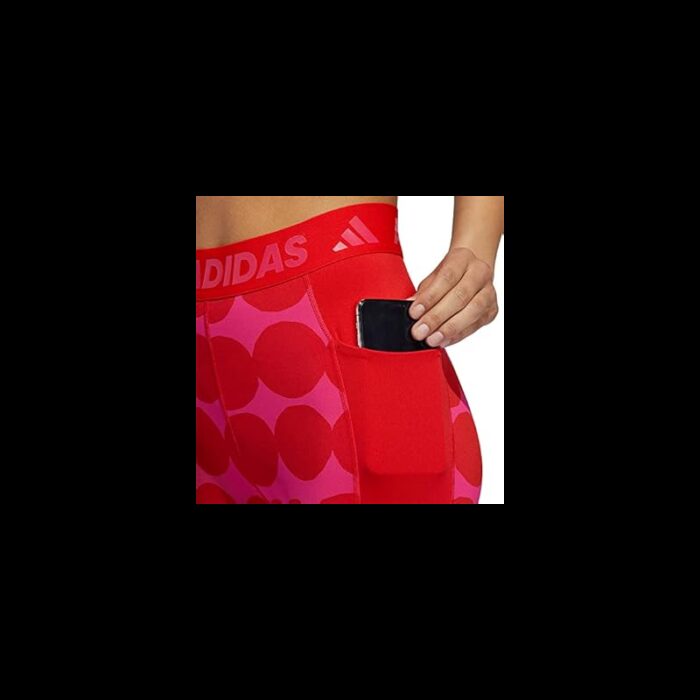 ⁦adidas Womens' Marimekko Techfit Long Tights - Red- بنطلون ضيق ايداس ماريمكو للنساء لون احمر⁩ - الصورة ⁦8⁩