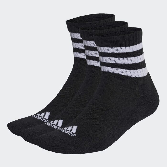 10326211_67df32ee62c5e adidas Unisex' 3-Stripes Cushioned Mid-Cut Socks (3 Pairs) - Black- جوارب اديداس ثلاث خطوط كوشينيد ميد كت للجنسين لون اسود - الصورة 1