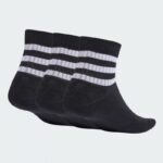 ⁦adidas Unisex' 3-Stripes Cushioned Mid-Cut Socks (3 Pairs) - Black- جوارب اديداس ثلاث خطوط كوشينيد ميد كت للجنسين لون اسود⁩ - الصورة ⁦2⁩