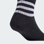 ⁦adidas Unisex' 3-Stripes Cushioned Mid-Cut Socks (3 Pairs) - Black- جوارب اديداس ثلاث خطوط كوشينيد ميد كت للجنسين لون اسود⁩ - الصورة ⁦3⁩