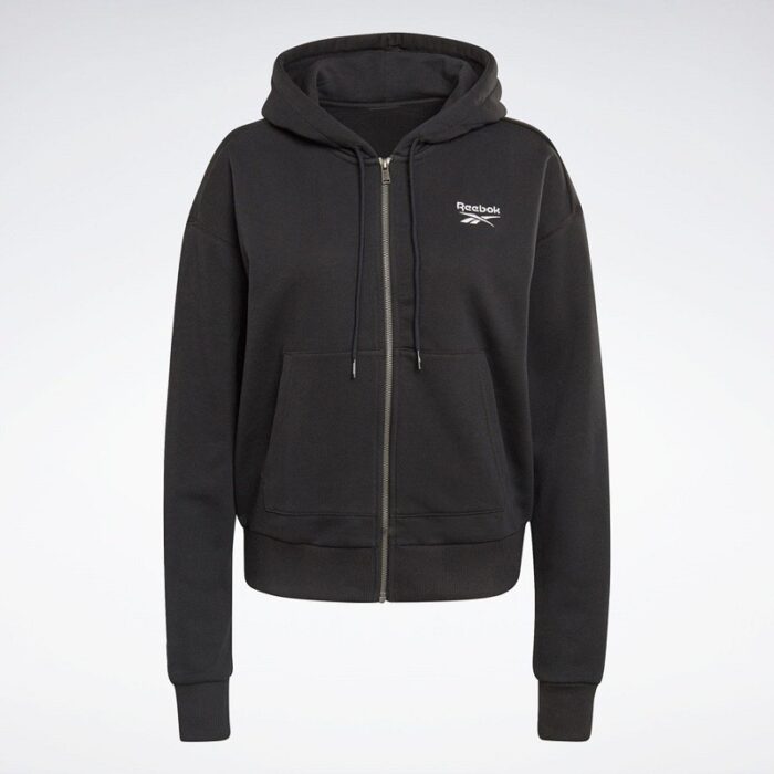 10326374_67db86dc84d4b Reebok Women RI French Terry Full Zip Jacket- جاكيت هودي ريبوك فرينش تيري للنساء لون أسود - الصورة 1