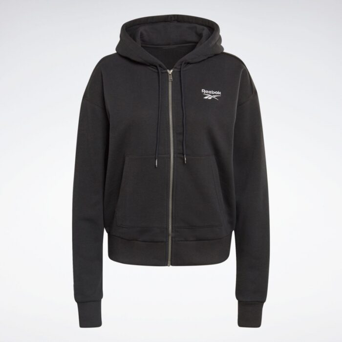 ⁦Reebok Women RI French Terry Full Zip Jacket- جاكيت هودي ريبوك فرينش تيري للنساء لون أسود⁩ - الصورة ⁦7⁩