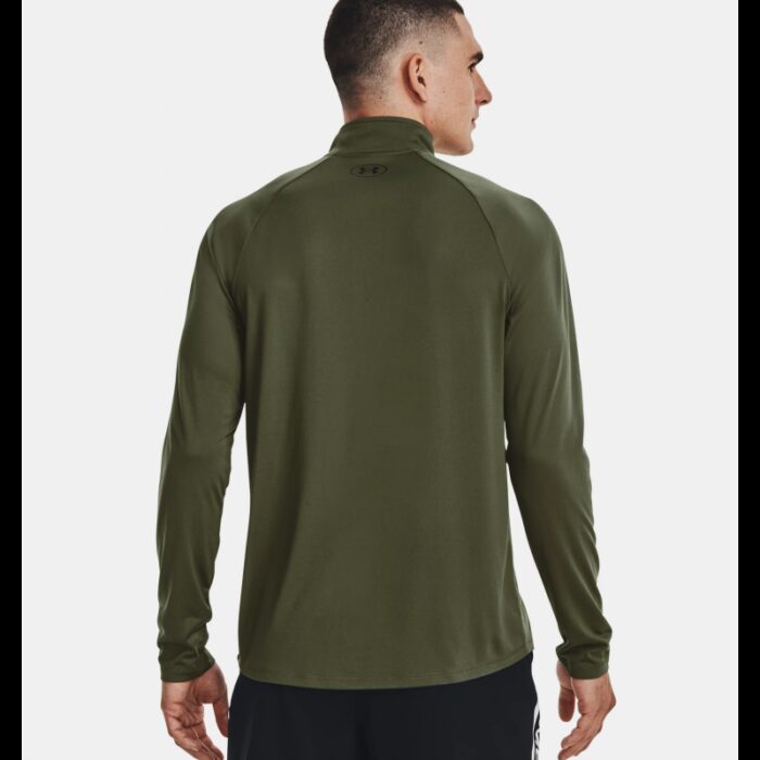 ⁦Under Armour Men's Tech™ ½ Zip Long Sleeve تيشيرت اندر ارمور بأكمام طويلة للرجال لون زيتي⁩ - الصورة ⁦2⁩