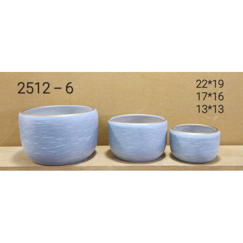 ⁦طقم قوار ورد بورسلان فاخر 3 قطع لون أزرق فاتح مع اطار علوي ذهبي⁩ - الصورة ⁦1⁩