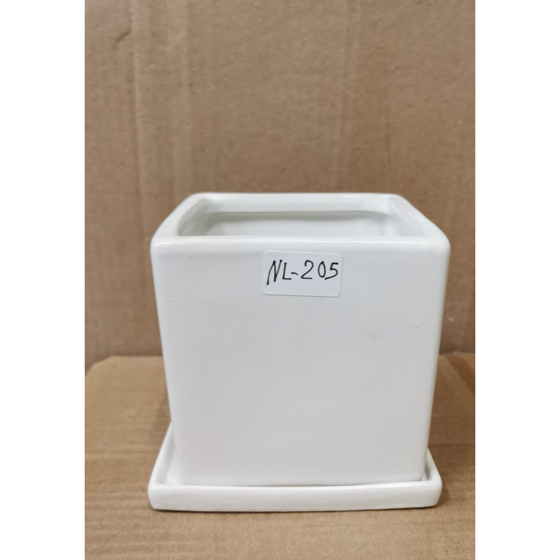 ⁦قوار بورسلان قطعة واحدة مربع لون أبيض⁩ - الصورة ⁦1⁩