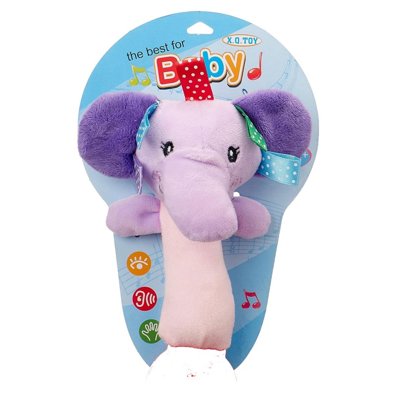 ⁦لعبة خشخيشة ناعمة للأطفال علي شكل فيل لون بنفسجي⁩ - الصورة ⁦1⁩
