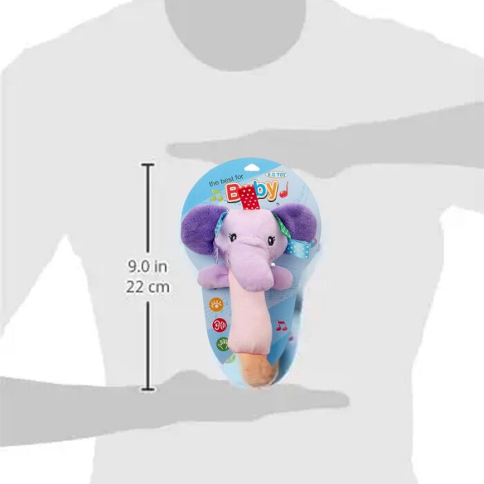 ⁦لعبة خشخيشة ناعمة للأطفال علي شكل فيل لون بنفسجي⁩ - الصورة ⁦3⁩