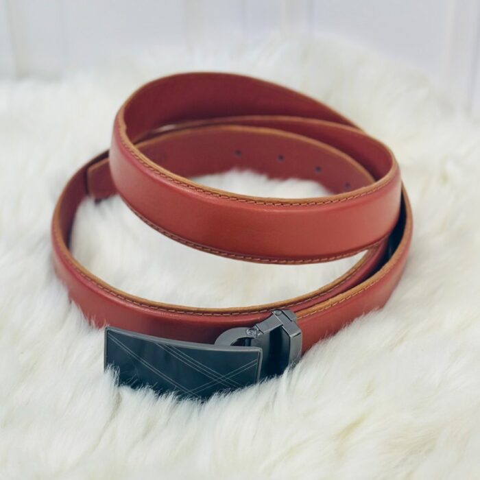 ⁦حزام جلد (سير خصر) قابل للتعديل للرجال لون عسلي⁩ - الصورة ⁦2⁩