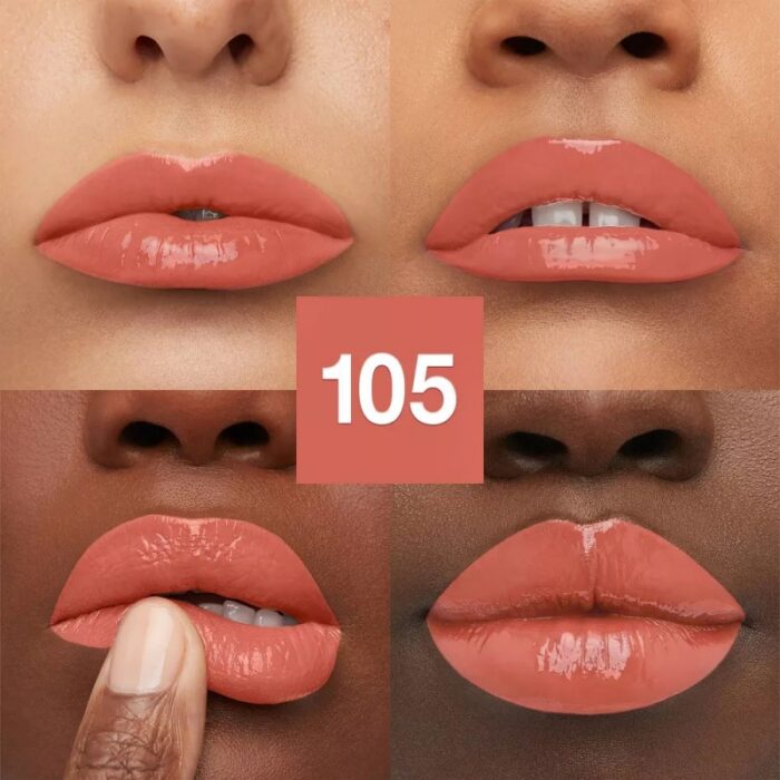 ⁦أحمر شفاه سائل سوبر ستاي فاينل اينك - رقم 105-Maybelline Super Stay Vinyl Ink Liquid Lipstick- (105 Golden) 4.2ml⁩ - الصورة ⁦2⁩