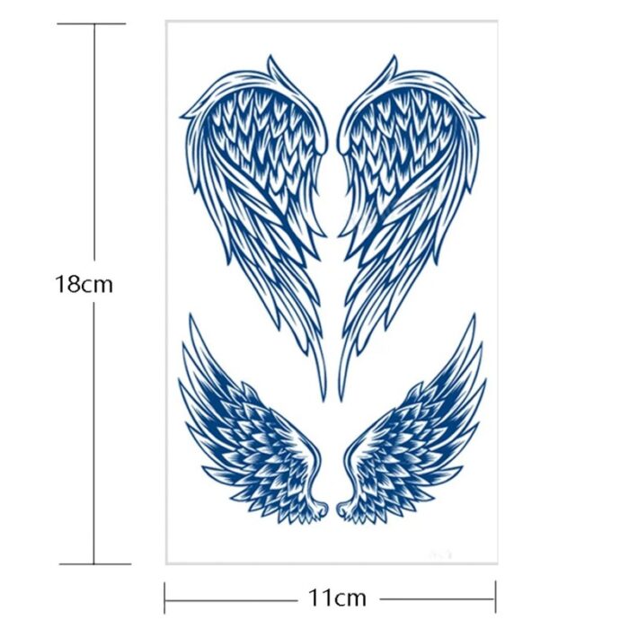 10327363_67db8a47c5554 ورقة وملصق تاتو الكتف بشكل أجنحة شبه دائم مقاوم للماء حجم 18×11 سم - الصورة 1
