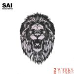 ⁦ورقة وملصق تاتو الكتف بشكل وجه الأسد شبه دائم مقاوم للماء حجم 18×11 سم⁩ - الصورة ⁦2⁩