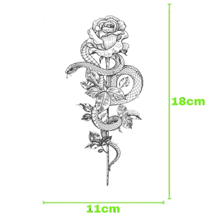 10327375_67db8a7bf319a ورقة وملصق تاتو الكتف بشكل وردة وأفعى شبه دائم مقاوم للماء حجم 18×11 سم - الصورة 1