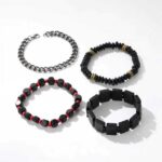 ⁦ساعة جلد مع أسواره سبحة و ستانلس وأساور عريضة⁩ - الصورة ⁦2⁩