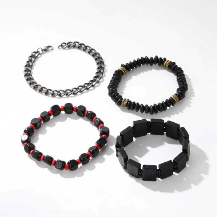 ⁦ساعة جلد مع أسواره سبحة و ستانلس وأساور عريضة⁩ - الصورة ⁦2⁩