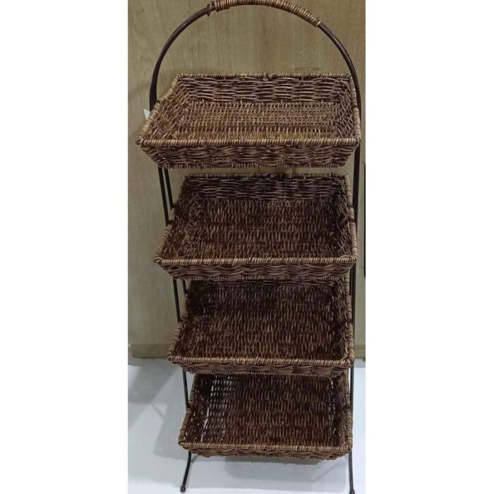 ⁦سلة قش 4طبقات مع معدن⁩ - الصورة ⁦5⁩