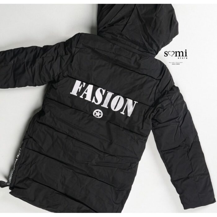 ⁦سترة بوليستر مبطنة من الداخل للشباب لون أسود من Sami Boutique⁩ - الصورة ⁦2⁩