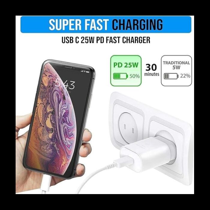 ⁦PD iphone charger 25w - عظمة شاحن ايفون 25 واط لها مدخل واحد⁩ - الصورة ⁦2⁩