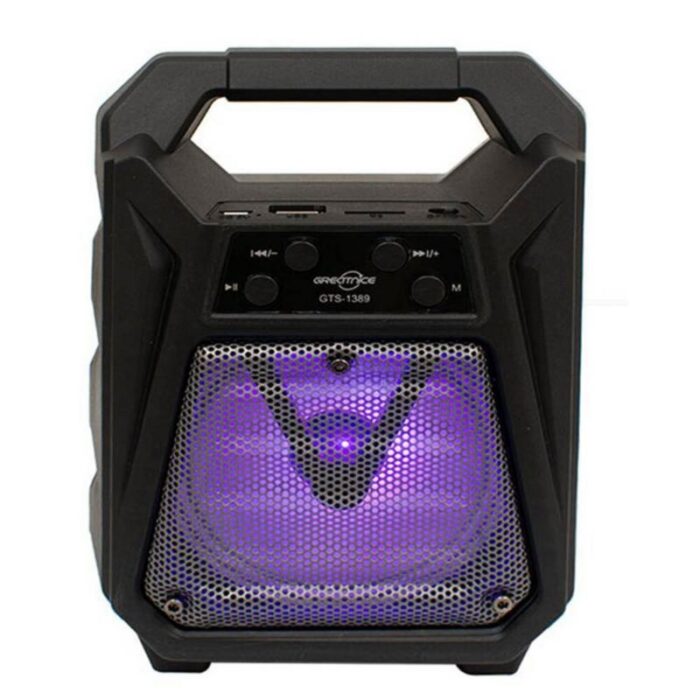 ⁦سماعة سبيكر صغيرة لون أسود -ANSTY GTS-1389 Wireless Portable Rechargeable Mini Speaker GTS-1389 with Bluetooth⁩ - الصورة ⁦2⁩