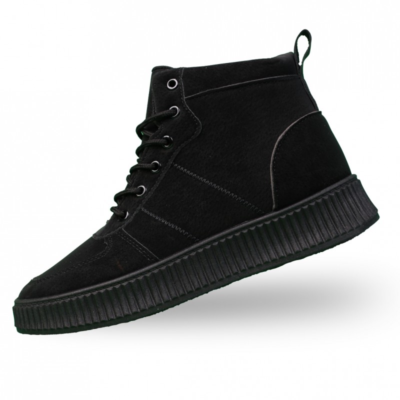 ⁦حذاء كاجوال شبابي ساق طويل للرجال لون أسود⁩ - الصورة ⁦1⁩