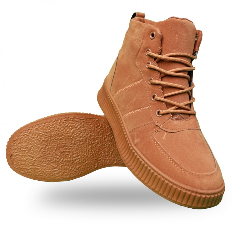 ⁦حذاء كاجوال شبابي ساق طويل للرجال لون كاكي⁩ - الصورة ⁦1⁩