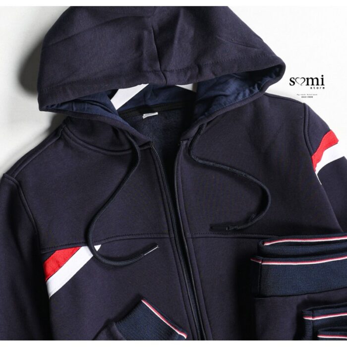 ⁦بجامة شتوية كاجوال بأكمام طويلة وسحاب للرجال لون كحلي من Sami Boutique⁩ - الصورة ⁦2⁩