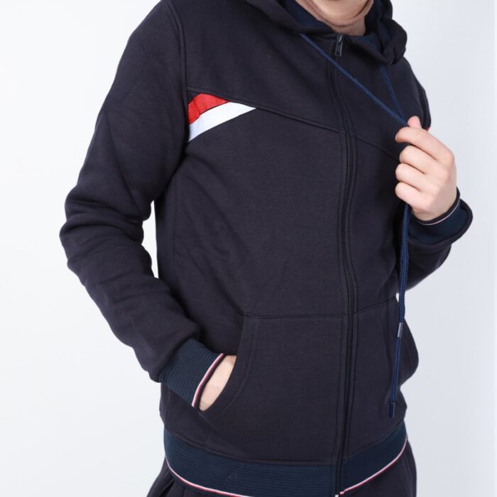 ⁦بجامة شتوية كاجوال بأكمام طويلة وسحاب للرجال لون كحلي من Sami Boutique⁩ - الصورة ⁦4⁩