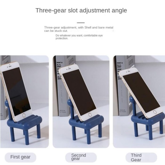 ⁦حامل جوال بلاستيك بتصميم كرسي لون أسود⁩ - الصورة ⁦3⁩