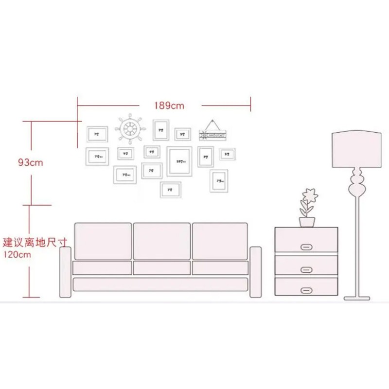 ⁦طقم براويز خشب متعدد الأحجام مُكون من 13 قطعة لون أسود⁩ - الصورة ⁦1⁩