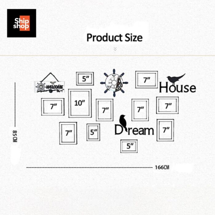 ⁦طقم براويز خشب متعدد الأحجام مُكون من 13 قطعة لون أسود⁩ - الصورة ⁦4⁩