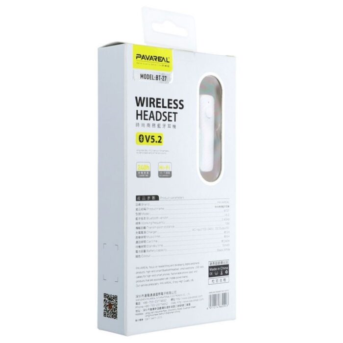 ⁦سماعة لاسلكية من بافاريل لون أبيض-PAVAREAL Wireless earphone / bluetooth headset PA-BT27 white⁩ - الصورة ⁦3⁩
