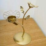 ⁦حامل شمعدان ثابت بتصميم عش الطيور لون ذهبي⁩ - الصورة ⁦3⁩