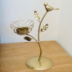 ⁦حامل شمعدان ثابت بتصميم عش الطيور لون ذهبي⁩ - الصورة ⁦4⁩