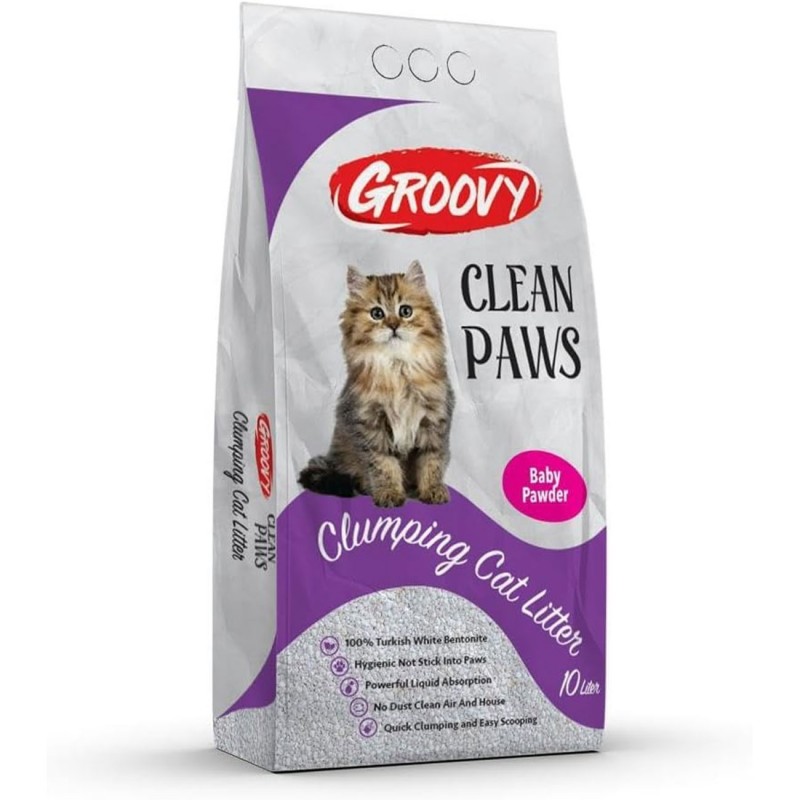 ⁦رمل فضلات القطط المتكتل من جروفي حجم 10 لتر (برائحة بودرة أطفال)- Groovy Clumping Cat 10L (Baby Powder)⁩ - الصورة ⁦1⁩