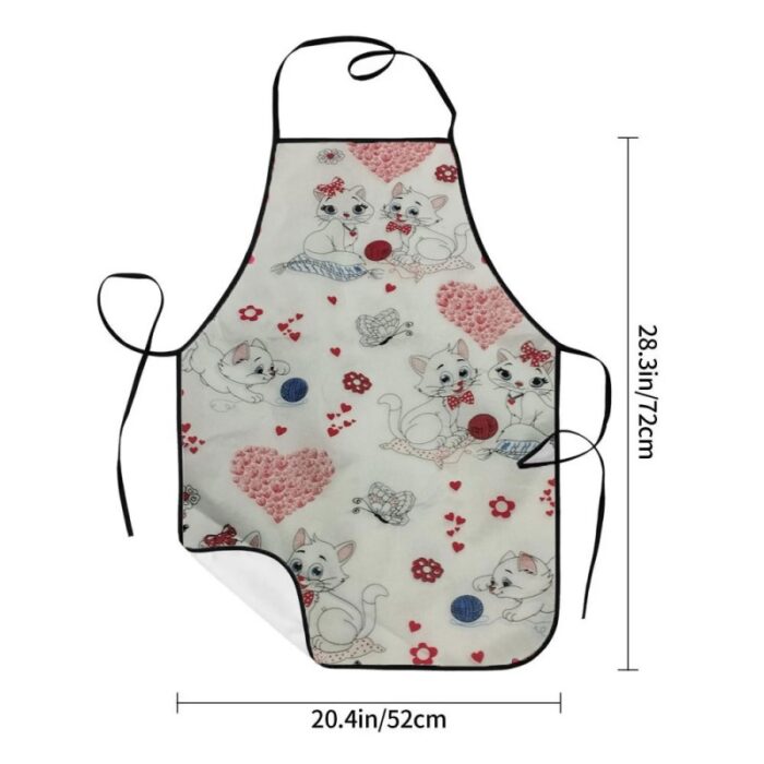 ⁦مريول مطبخ قماشي بتصميم رسوم لون أبيض⁩ - الصورة ⁦2⁩