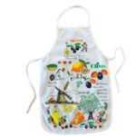 مريول مطبخ قماشي بتصميم رسوم فواكهة لون أبيض