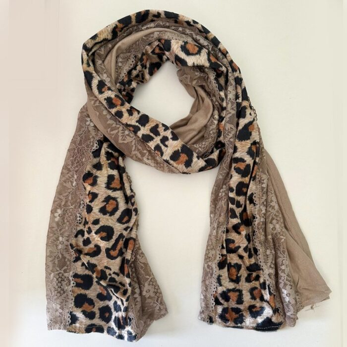 10327970_67db8c9a1e987 شال نسائي دانتيل وقماش مقاس 185×68 سم لون بيج - الصورة 1