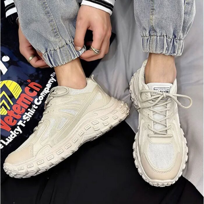 ⁦حذاء كاجوال جلد للرجال لون بيج⁩ - الصورة ⁦3⁩